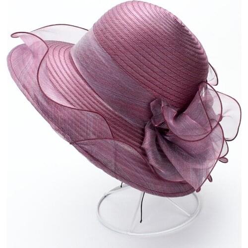 Women Summer Large Brim Straw Hat Knitting Hollow Fashion Sun Hat Flower Summer Church Hat