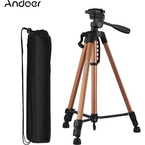 Andoer Aluminum Alloy Photography Tripod camera Stand with Phone Holder for phone for iPhone Samsung Xiaomi Huawei Smartphone