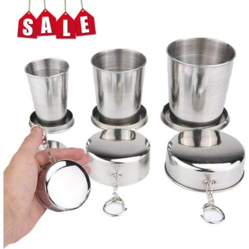 75ML Stainless Steel Folding Cup Stainless Steel Folding Retractable Cup Folding Cup Blackjack Cup Teacups Teaware Folding Glass