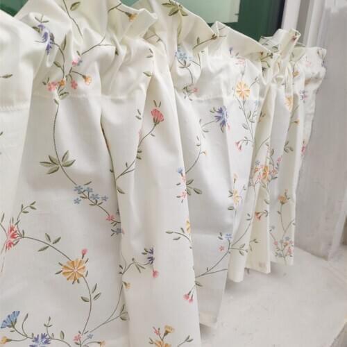 New cotton printed cabinet curtain.Beige decorative short curtain.Three-piece curtain