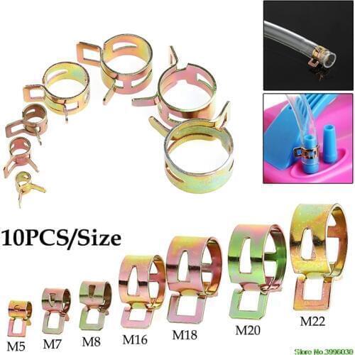 10Pcs 6-22mm Spring Clip Fuel Line Hose Water Pipe Air Tube Clamps Fastener