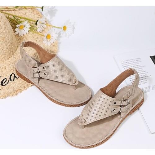 2021 European and American new laser hollow lady flat heel comfortable sandals large size