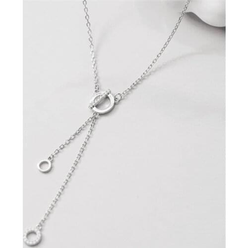 Sole Memory Simple Shiny Zircon Circle Geometric 925 Sterling Silver Clavicle Chain Female Necklace SNE608