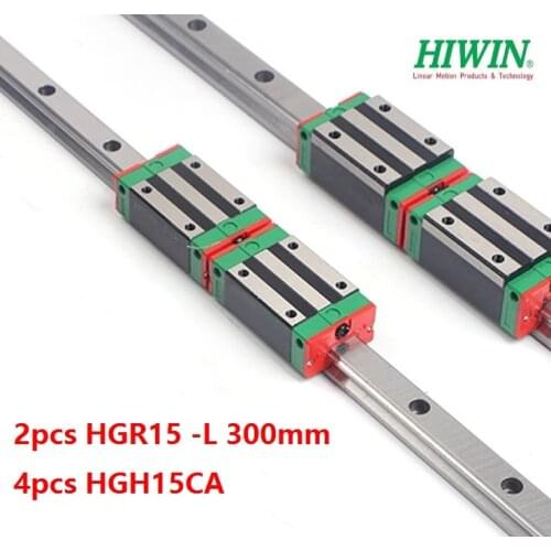 2pcs 100% Original Hiwin rail HGR15 -L 300mm + 4pcs HGH15CA blocks for CNC