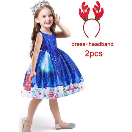 2021 Summer Christmas Dress Cosplay Costume Kids Dresses For Girls Children Clothes Santa Claus Princess Party Dress 2-10 Years