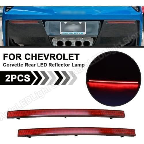 2XRed lens LED Rear Bumper Reflector Brake Tail Lights Lamp Brake For 2014 2015 2016 2017 2018 2019 Chevy Chevrolet Corvette C7