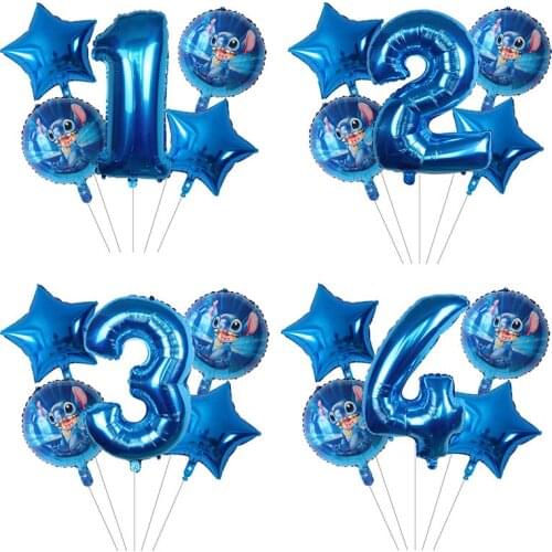 5pcs/set Cartoon Lilo & Stitch Foil Helium Balloon 30 inch Number Balloons 1st Kids Toys Baby Shower Birthday Party Decorations