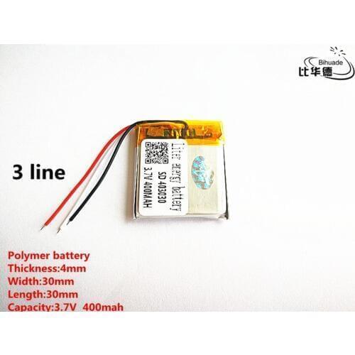 5pcs/lot 3 line Good Qulity 3.7V,400mAH,403030 Polymer lithium ion / Li-ion battery for TOY,POWER BANK,GPS,mp3,mp4