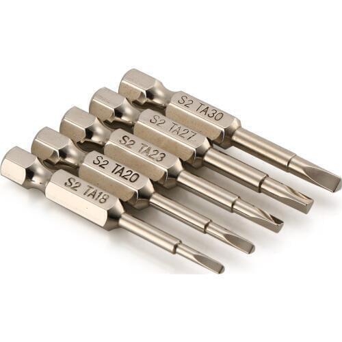 5 PCS S2 Steel Magnetic Triangle Head Screwdriver Bits 50mm 1/4 Hex Shank Nozzle Pneumatic Screwdriver Electric Head
