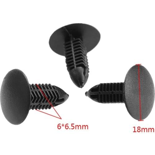 50Pcs/lot Black 6*6.5mm Hole Car Door Plastic Rivets Push Fastener Car Care Trim Panel Bumper Retainer Fender Clips for Honda