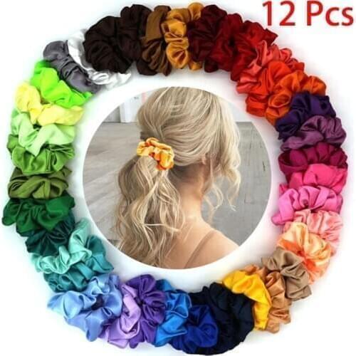 6/10/12/20/30/50Pcs Fashion Women Silk Solid Scrunchies Elastic Hairbands Girls Hair Tie Hair Rope Hair Accessories