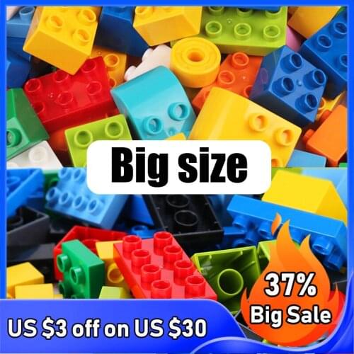 60~360Pcs Big Size Brick Colorful Bulk Bricks Base Plates DIY Building Blocks Compatible Block Toys for Children
