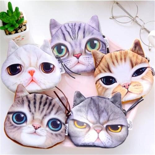 DL BW163 retro Harajuku meow star big cat cat face zero wallet card package coin bag Exquisite office supplies small gift
