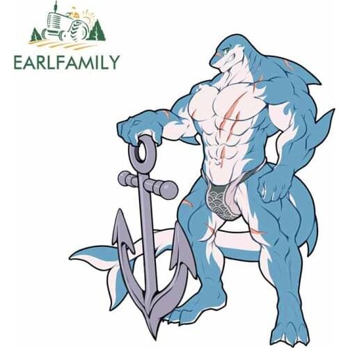 EARLFAMILY 13cm x 11.5cm Shark Muscular Car Rear Windshield Decal Vinyl Reflective Car Stickers Waterproof Car Accessories