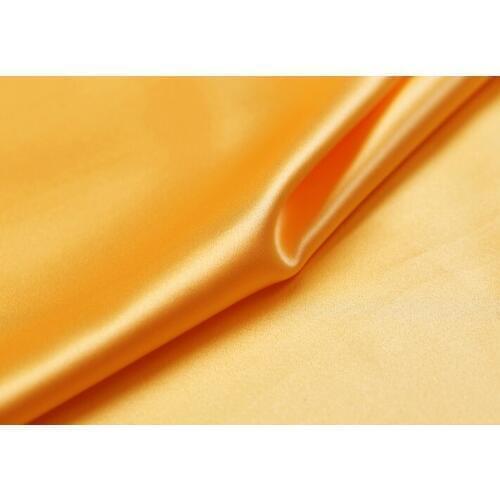 Howmay 100% pure silk charmeuse satin fabric 30m/m 114cm bright yellow 05# especially heavy weight for dress or cheongsam