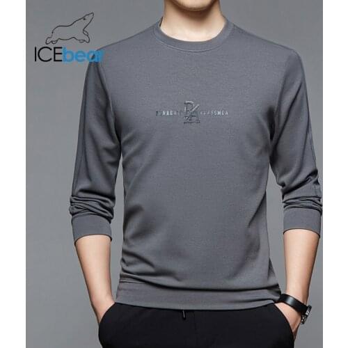 ICEbear 2021 new mens long-sleeved sweatershirts pure color pullovers fashionable mens clothing 1209