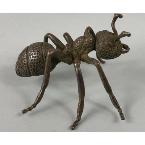 Collectible Old Antique Chinese Handwork Copper Lifelike Ant Move House Statue