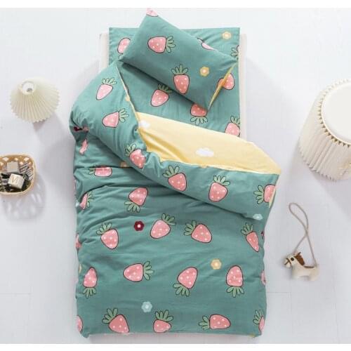 3Pcs/set Cotton Crib Bed Linen Kit Cartoon Baby Bedding Set Includes Pillowcase Bed Sheet Duvet Cover Without Filler