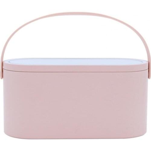 Makeup Box LED Light Multifunctional Rotating Mirror Portable Travel Makeup Mirror Cosmetic Organizer for Women