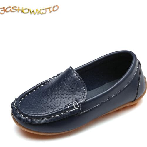 JGSHOWKITO Kids Shoes Candy Colors Unisex Boys Girls Soft Loafers Slip-on PU Leather Shoes For Children Size 21-38 Moccasin Hot
