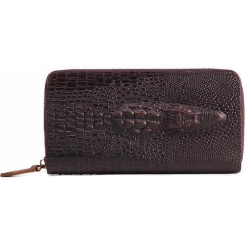 Mens Wallets Genuine Leather Long Purse Male Embossing Crocodile Wallet Men Clutch Long Bags Leather Walets Phone Unique Bags