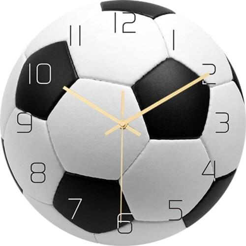 Football ball wall clock Acrylic silent movement bedroom living room decoration clock wall sticker