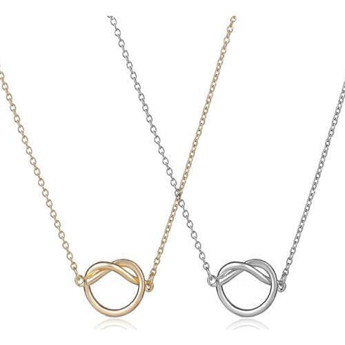 Wholesale 10pc New Boho Heart Knot Pendant Colar Simple Gold Silver Ketting Minimalist Love Knot Necklace For Women