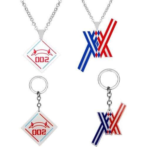 Anime Darling in the Franxx 02 Zero Two Cosplay Acrylic material Key Chain Pendant Necklace