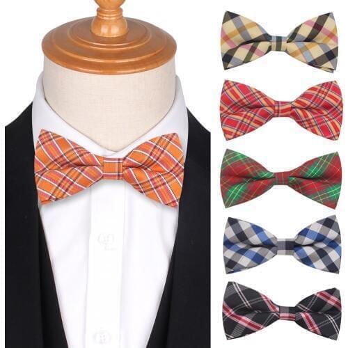 England Style Plaid Bowtie For Men Women Casual Check Bow Ties For Wedding Party Cravats Adjustable Girls Boys Bowties Mens Tie
