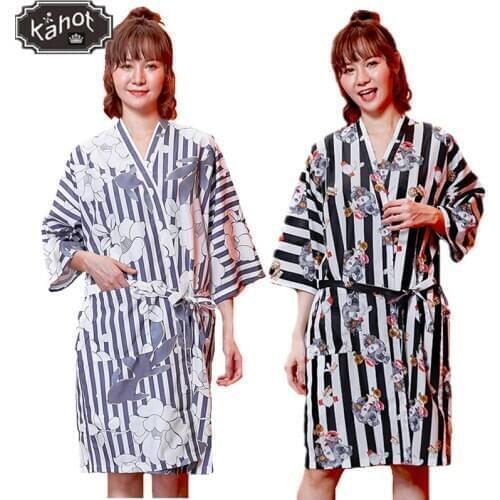 Salon Professional Hairdressing Fashion Stripe Printing Kimono Beauty SPA Guest Robe Barber Shop Customer Dye Hair Gown Apron