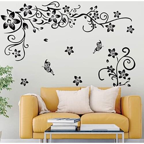 Removable Romantic Flower Wall Sticker DIY Wall Art Decal Decoration Fashion Mural Decal Art Stikers for Living Room Wall
