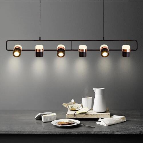 Nordic Strip Led Chandeliers Modern Simple Restaurant Cafe Bar Art Designer Hanging Lights Creative Table Suspended Luminaire