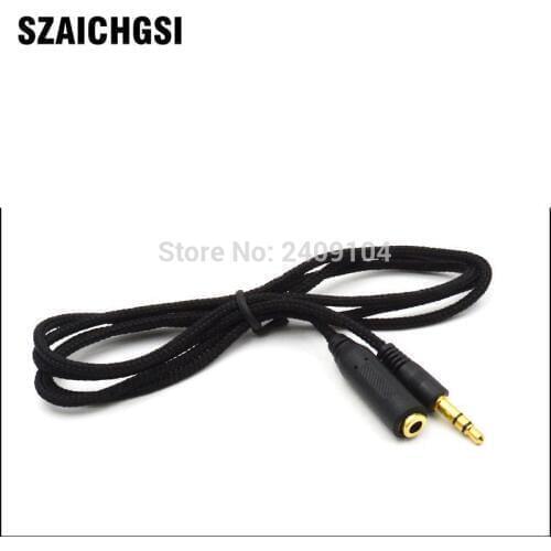 SZAICHGSI 3.5 Male to 3.5 Female braided Audio Extension Cable 1.5m for Plug Jack Stereo Headphone Car AUX M/F wholesale 1000pcs