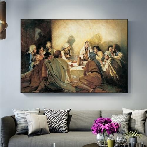 The Last Supper Da Vinci Famous Oil Painting on Canvas Jesus Religious Posters and Prints Wall Picture for Living Room Decor