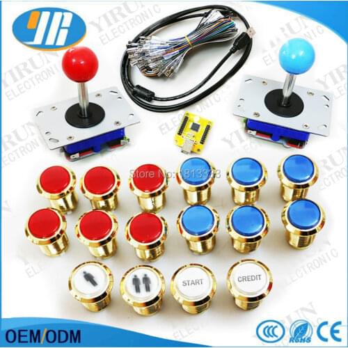 USB to Jamma MAMEArcade mame DIY KIT FOR 2 players PC PS/3 2 IN 1 to arcade joystck LED psuh button arcade start buttons