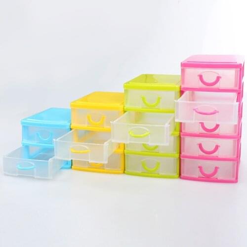 Cosmetic Box with Drawers Storage Boxes Multifuncation Desktop Plastic Jewellery Box Save Place 13x9x8cm