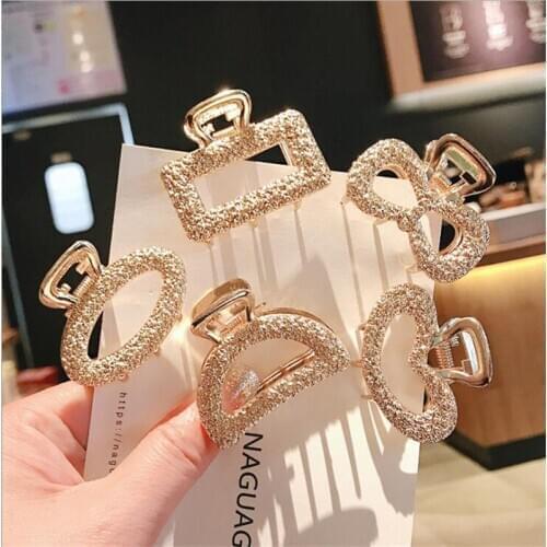 Women Girls Geometric Hair Claw Clamps Hair Crab Moon Shape Hair Clip Claws Solid Color Accessories Hairpin Large/Mini Size