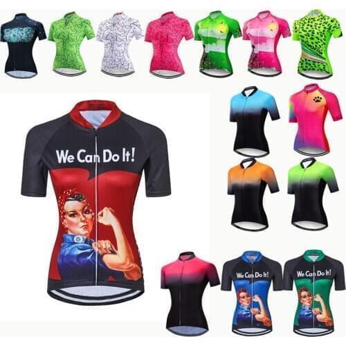 2021 Cycling Jersey Women Summer Short Sleeve MTB Biking Team Bicycle Clothing Tops Ladies Cycling Shirts Maillot Ropa Ciclismo