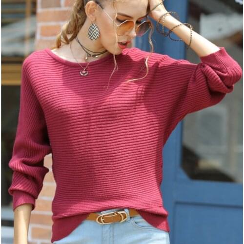 Sweater women pull femme pink pullover jersey mujer pull pull femme nouveaute 2019 robe pull o-neck batwing sleeve