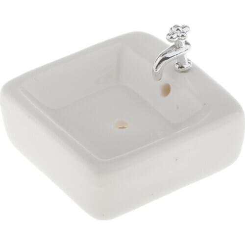 1:12 Mini Square Wash Basin Sink Simulation Dollhouse Furniture Model Accs