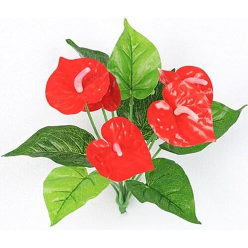 1 Bunch Artificial Flower Fake Anthurium Bouquet Bonsai Wedding Arrangement Christmas Home Decoration