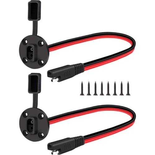 2Pcs SAE Power Socket Sidewall Port Connector Cable 12AWG Solar Panel Mount Plug 85DA