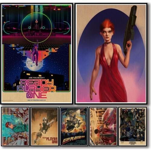 31 Designs Spielberg Movie Ready Player One Kraftpaper Poster HomeDecal Painting Wall Sticker for Coffee House Bar