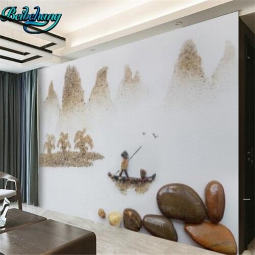 Beibehang Creative cobbled embassy landscape boat 3d 3d TV background wall custom wallpaper mural decoration