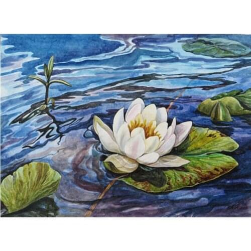 5d Full Square/Round Diamond Painting Lotus Flower Cross Stitch Diamond Rhinestones Diamond Embroidery Resin Drill Home Decor