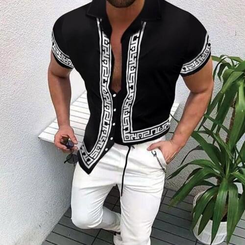 2021 Brand Summer Mens Printed Hawaii Casual Shirts Streetwear Mens Clothing Cardigan High-End Short Sleeve Dress Shirt