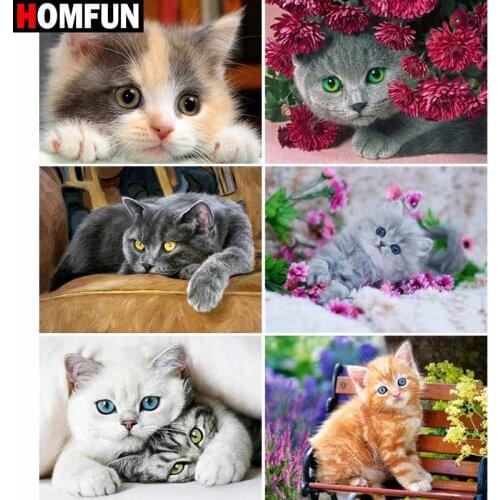 HOMFUN Full Square/Round Drill 5D DIY Diamond Painting "Animal cat landscape " Embroidery Cross Stitch 5D Home Decor Gift
