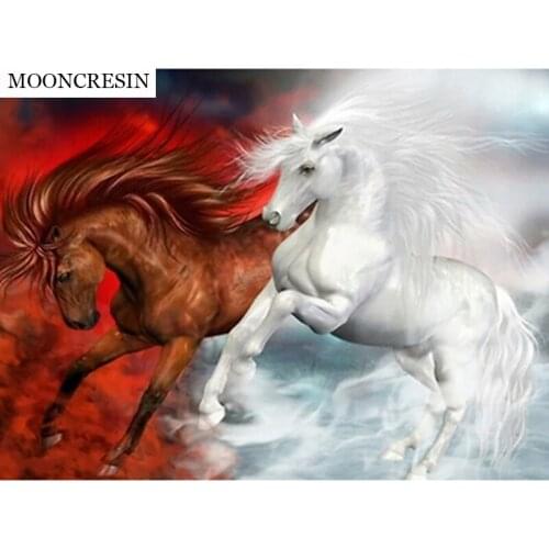 Diamond Embroidery 5D Diy Diamond Painting Cross Stitch Kit Animal Two Horse Needlework Mosaic Crafts Home Decoration Accessorie