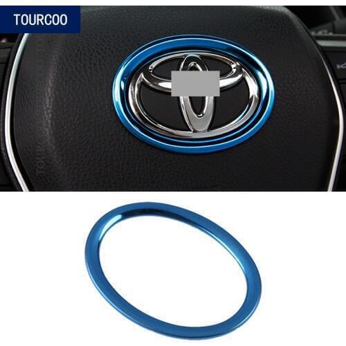 Car Interior Styling Steering Wheel Center Ring Logo Trim Sticker Stainless Steel Decoration Accessories for Toyota Camry 2018