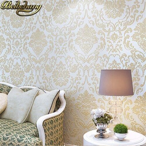 Beibehang Wallpapers DAMASK Flower European Retro Vintage Wall Paper Roll for Living Room Home Decor White Blue papel parede 3D
